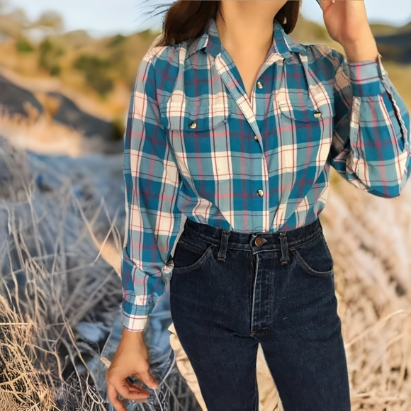 Vintage Tops - Vtg 70s Mervyn's For Her Plaid Shirt